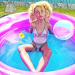Daddy's daughter Loli bathes in transparent underwear in an inflatable pool 3d porn xxx