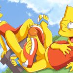 Naked Lisa Simpson gives Bart a footjob on the playground hentai lolicon